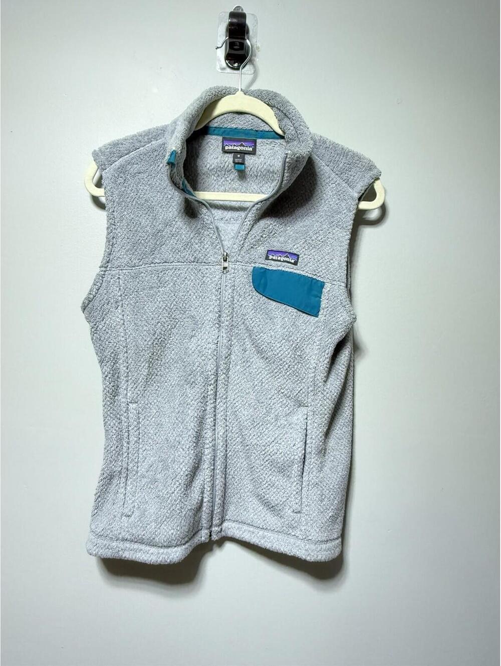 Patagonia Re-Tool Snap-T Fleece Vest Gray/Tobago Blue M Gorpcore Hiking Outdoors